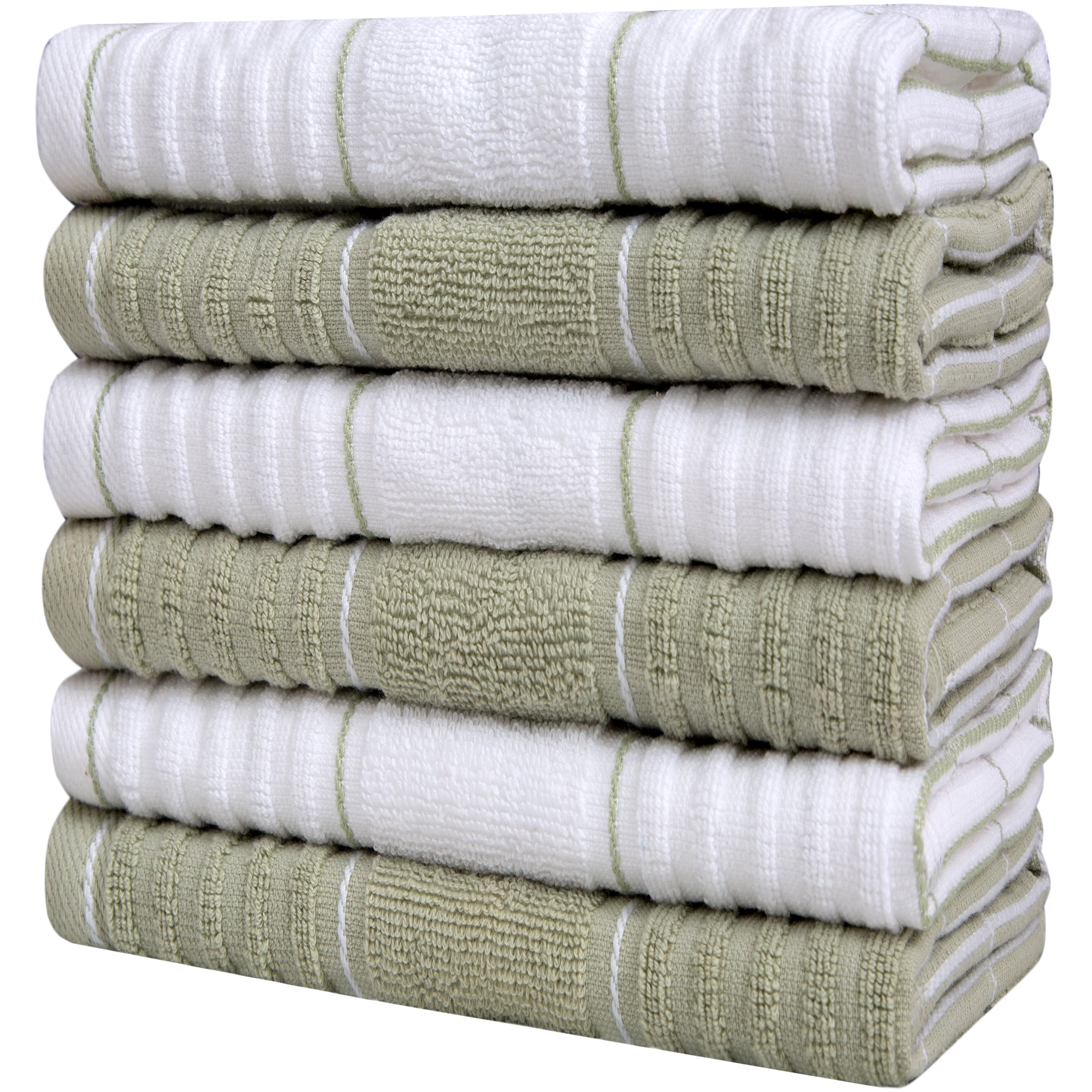 Sage Green Kitchen Towels - 100% Cotton, 6 Pack, 30x20 Large Size Sage  Tea Towels with Hanging Loop - Reusable and Washable Sage Green Dish Towels  