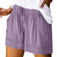 thumbnail image 2 of Linen Shorts for Women 2025 Clearance Plus Size Shorts Pull on Lightweight Summer Shorts Loose Elastic Waist Drawstring Lounge Casual Comfy Shorts Trendy Vacation Beach Shorts With Pockets 4" Inseam, 2 of 8