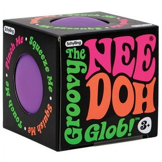 Schylling NeeDoh Teenie Cool Cat sensorisch knijpspeelgoed, bevat 3 mini-groovy bollen, 3,8 cm breed, kleur kan variëren (1 stuk