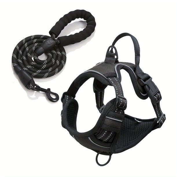 Escape-Proof Dog Harness & Leash Set: Reflective, Adjustable & Comfortable for Walks