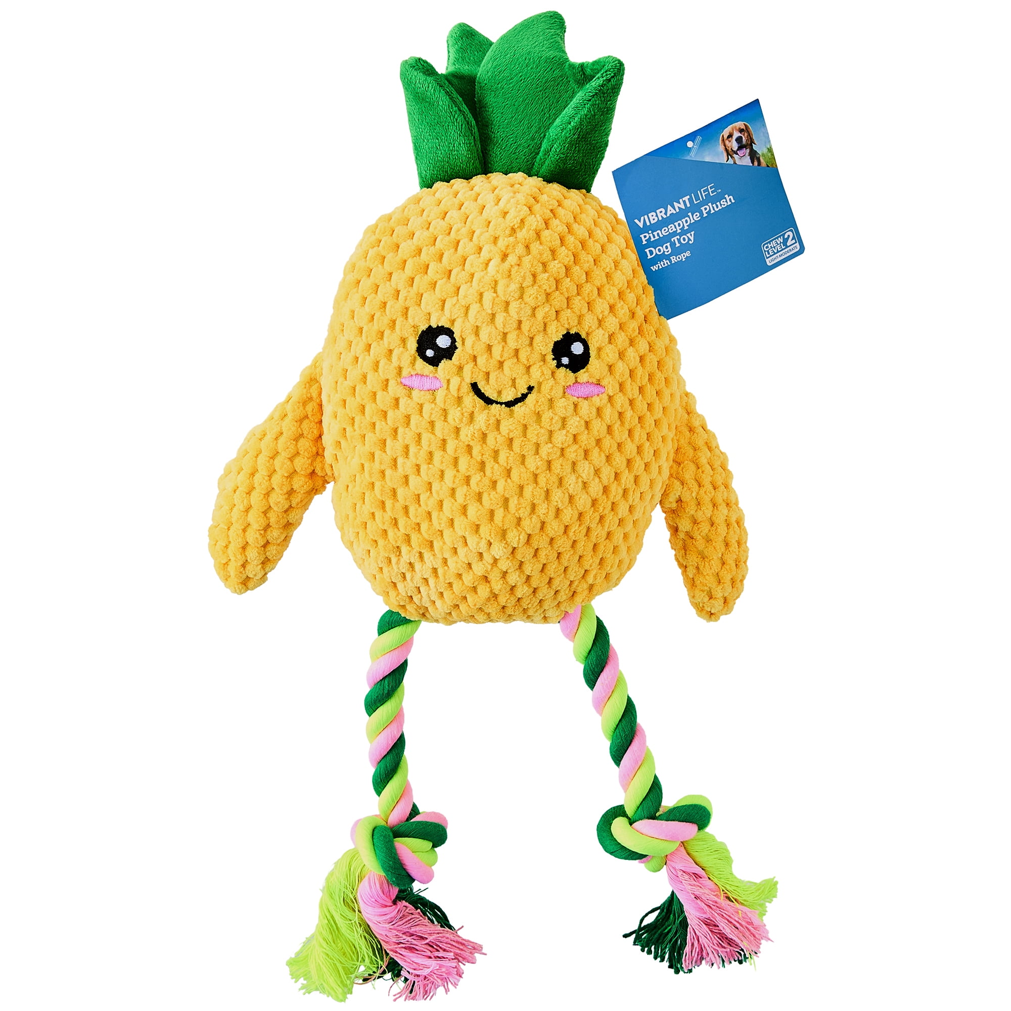 Vibrant Life Summer Plush Pineapple Dog Toy with Squeaker, Chew Level 2