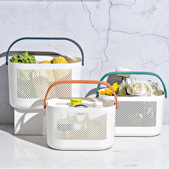 MEIBUTYUP Orange Bathroom Storage Basket with Handles and Smooth Finish