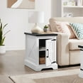thumbnail image 4 of Rustic Barn Door End Table Nightstand with Adjustable Shelf, Farmhouse Side Table in White & Black 21.65x15.75x23.94 Inches, 4 of 10