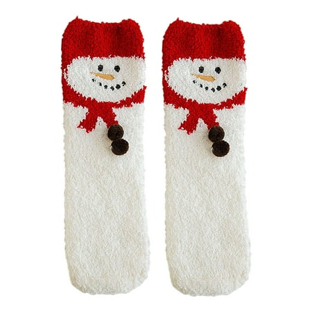 

Aoochasliy Christmas Socks Women Cartoon Christmas Gifts Socks Coral Velvet Embroidery Winter Female Sock