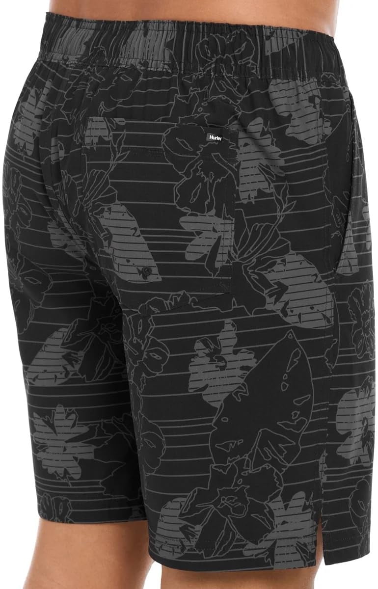 Hurley Mens Lightweight Volley Swim Short Trunk (US, Alpha, Large, Regular, Regular, Black Hibiscus)