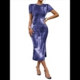 thumbnail image 2 of Vestido Ajustado con Cuello Redondo y Mangas para Mujer Azul S, 2 of 7