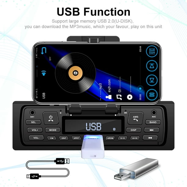 Autoradio Bluetooth Voiture MP3 Avec Télécommande 60W Radio FM 12V Entrée  Aux, Support mobile phone holderholder-a3 - Cdiscount Auto