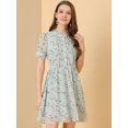thumbnail image 3 of INSPIRE CHIC Women's Floral Ruffle Decor Puff Short Sleeves Chiffon Dress, 3 of 6