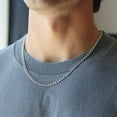 thumbnail image 4 of HZMAN 3.5mm Cuban Chain for Men Stainless Steel Men's Silver Chain Diamond Cut Hip Hop Link Chains Necklace 16-30 Inch (18in), 4 of 7