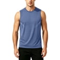 thumbnail image 3 of Plus Size Big & Tall Men's Summer Quick Dry Tank Top Muscle Singlet Crewneck Loose Fit Breathable Moisture Wicking Cooling Sports Gym Workout Training Casual Tops Sleeveless, 3 of 6