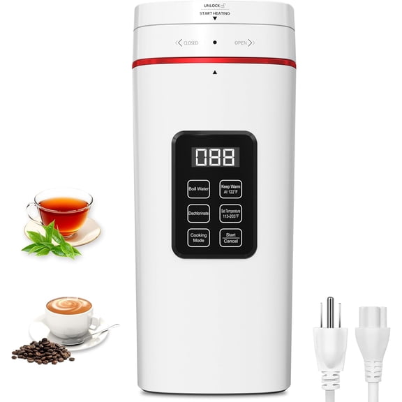 Travel Electric Kettle Portable 304 Stainless Steel LED Display Temperature Adjustable BPA Free Child Lock Mini Kettle,Small Hot Water Boiler Auto Shut-Off