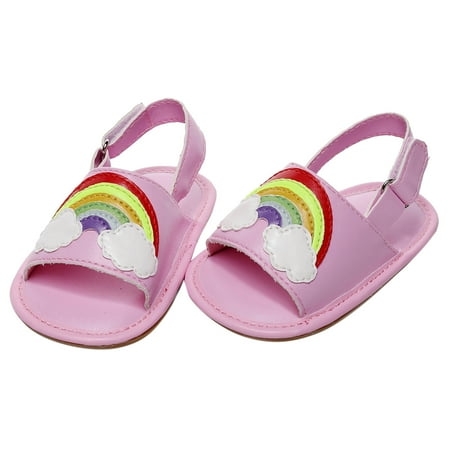 

nsendm Soccer Slides for Girls Infant Boys Girls Open Toe Rainbow Shoes First Walkers Shoes Baby Boy Shoes 0-3 Months Sandal Pink 3 Months