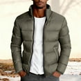 thumbnail image 5 of Mrmaere Men's Stand Collar Puffer Jacket Contrast Zipper Warm Insulated Coat for Winter Casual & Outdoor Wear Army Green L, 5 of 5