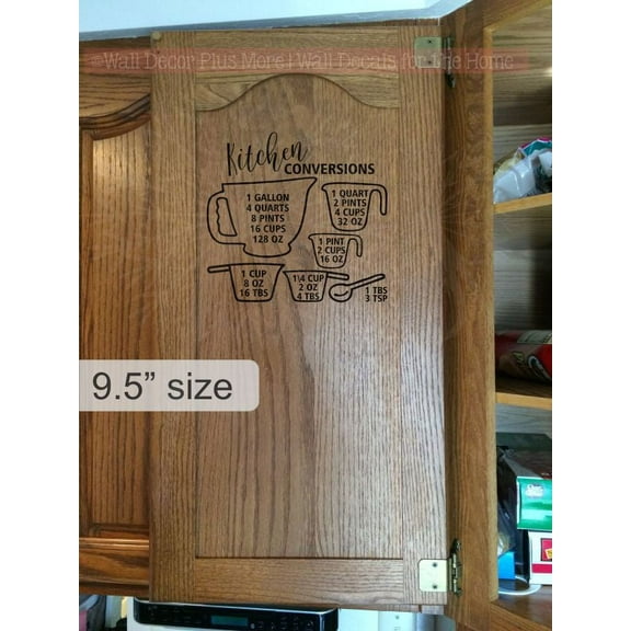 Kitchen Conversion Chart Wall Stickers Vinyl Decals Cooking Measurements 9.5x9-Inch Black