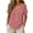 Pink, variant on Women's V-Neck Short Sleeve Top Casual Loose Fit Double Pocket Button Down Blouse Lightweight Summer Tunic Shirt