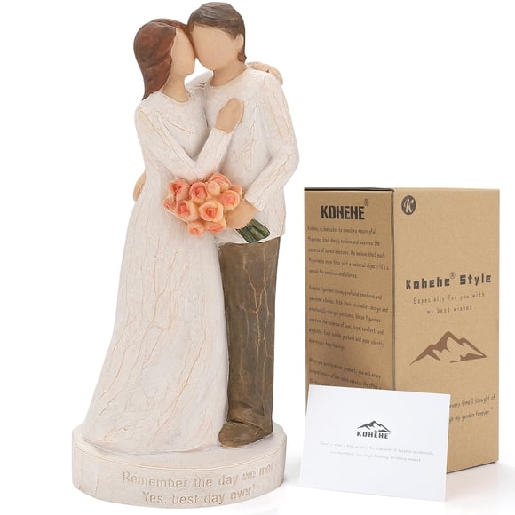 Figuras para pareja, regalo de boda de Kohehe, 6.7 pulgadas, de resina pintadas a mano