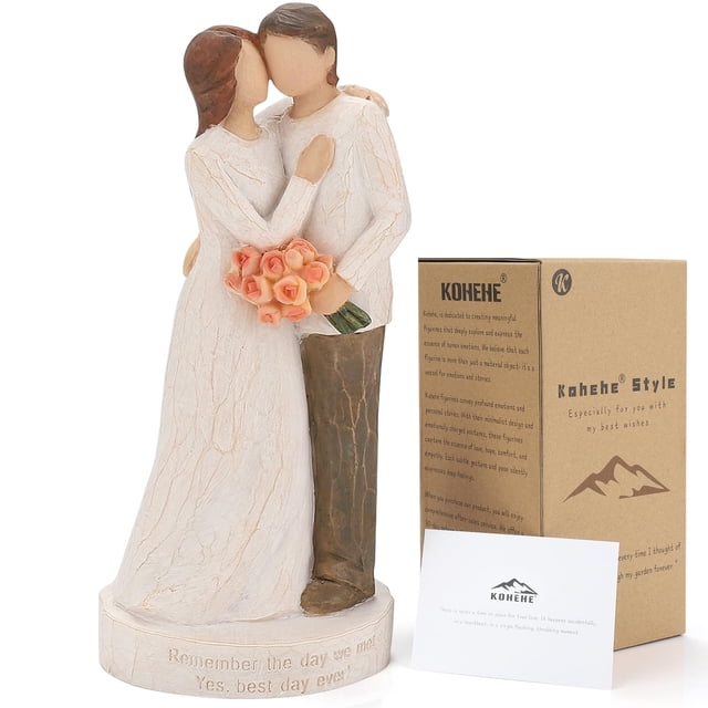 Figuras para pareja, regalo de boda de Kohehe, 6.7 pulgadas, de resina pintadas a mano