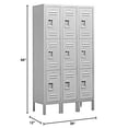 thumbnail image 4 of 12" Wide Triple Tier Standard Metal Locker - 3 Wide - 5 Feet High - 12 Inches Deep - Gray - Assembled, 4 of 4