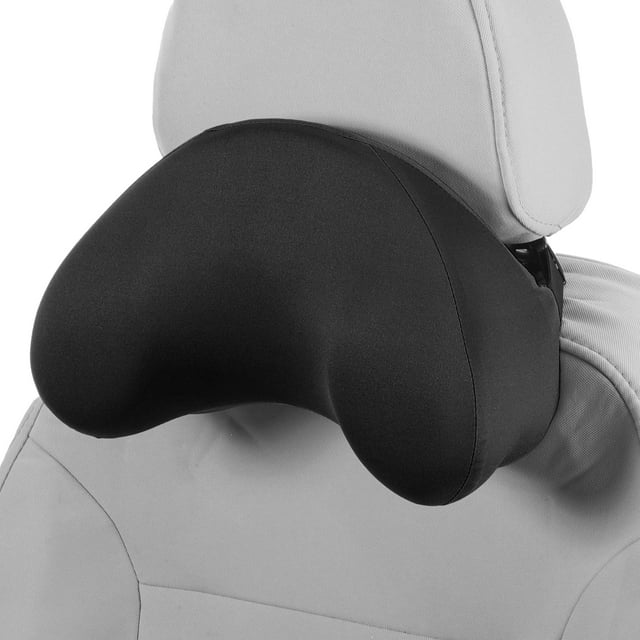 Almohada para reposacabezas de coche Unique Bargains, almohada ergonómica y cómoda para el cuello, poliéster, espuma viscoelástica, ancho ajustable, negra, 1 pieza para viajar.