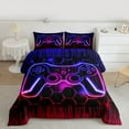 thumbnail image 2 of Castle Fairy Kids Gradient Hexagon Gamer Twin Comforter Sets,Abstract Stripes Bedding Set, 2 of 8