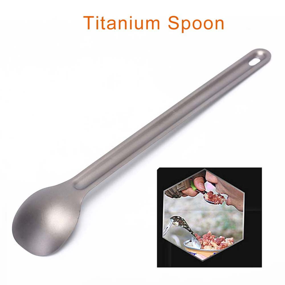 Long Handle Spoon Titanium Tableware Outdoor Picnic Accessories Cutlery Fork