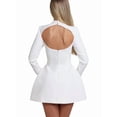 thumbnail image 6 of Women'S Long Sleeve Mock Neck Bodycon A-Line Backless Mini Dress Tank Short Party Dress White S, 6 of 9