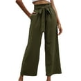 thumbnail image 1 of Pantalones largos casuales para mujer, cintura alta, cinturón, bolsa de papel, pantalones de trabajo con bolsillos, 1 of 5