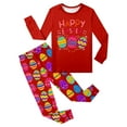 thumbnail image 4 of Toddler Baby Girls Easter Pajamas 2 Piece Easter Bunny Egg Print Long Sleeve Pants Lounge Set Sleepwear Easter Day Gift,Z4-Red,2Y(2-3 Years), 4 of 4