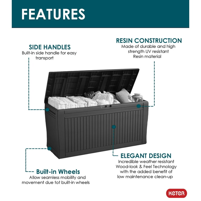 Keter Comfy 71 Gallon Resin Deck Box - Durable, Weatherproof