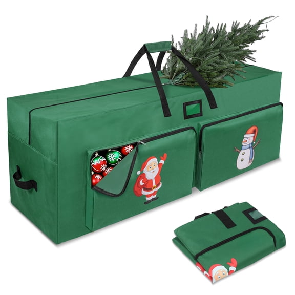 Firstness Christmas Tree Storage Bag,Fit up to 7.5ft Tree Storage Bag with 2 Pocket and Zippers,Green