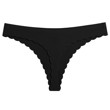 MZXELPRJD Womens Underwear Women s Solid Color Thong Seamless Ice Silk Low Waist Panties Plus Size Underwear for Women Black L
