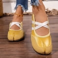 thumbnail image 5 of Dweltoz Women's Split Toe Ballet Flats Two Tone Crisscross Strap Mary Jane Sneakers Slip On Ballerina Casual Walking Shoes,Yellow 8.5, 5 of 7