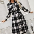thumbnail image 7 of Black and Friday Clothing Sales Idoravan Plaid Shirts for Women Winter Jacket New Style Plaid Shirt Loose Long Sleeve Casual Zipper Jacket Coat Black S, 7 of 7