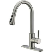 feetron Single Handle High Arc Brushed Nickel Pull Out Kitchen Sink Faucet w /Cover