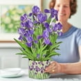 thumbnail image 6 of 3D Greeting Cards Pop Up Cards 16" Iris Paper Flower Bouquet Gifts for Women Mom Wife Birthday, Anniversary, Get Well with Note Card & Envelope, Romantic Iris, 6 of 9