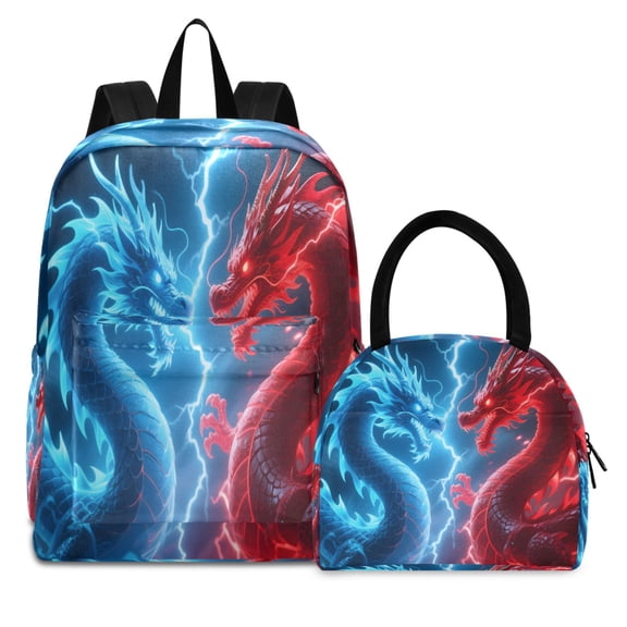 ALAZA Backpack Set Dragons Cool Elementary School Bags Student BookBag with Lunch Bag