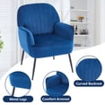 thumbnail image 5 of Velvet Accent Chair, Modern Upholstered Single Sofa Side Living Room Chair, Comfy Barrel Reading Armchair with Metal Legs for Bedroom, Waiting Room, Office and Vanity, Blue, 5 of 8
