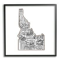 Stupell Industries Idaho State Shape Typography Cities Graphic Art Black Framed Art Print Wall Art, Design by The Saturday Evening Post