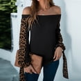 thumbnail image 4 of CEHVOM Women's Causal Color Matching Slash-Neck Long Sleeve Loose Tops Shirt Blous, 4 of 6