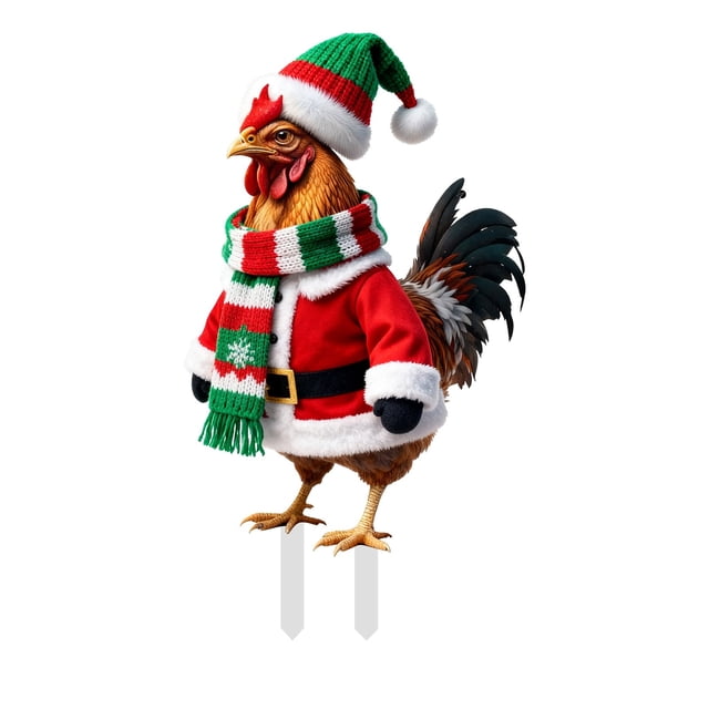 TIELUTT Interesting Xmas Chicken Garden Ground Stake Adornment Colorful Insert Art Xmas Banners and Signs Customize Flag Garden for Support Ground Light Retractable Banner Stand Custom Banner Sign