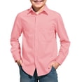 thumbnail image 2 of Back to School Shirt Collared Long Sleeve Button Down Solid T Shirts Classic Causal Comfortable Basic Dress Shirts, 150, 2 of 5