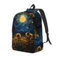 thumbnail image 1 of Disketp Oil Starry Sky Sunflower Mochila de Lona Estampada, Mochila Escolar de Viaje Ligera para Estudiantes y Portátil-Small, 1 of 5