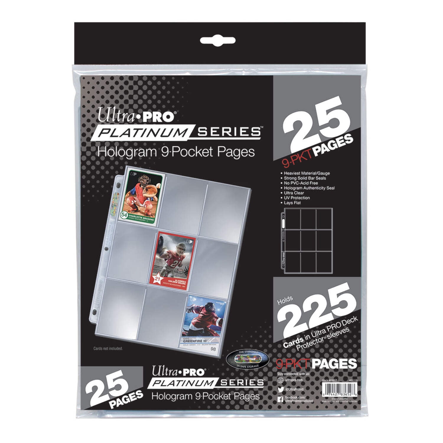 Ultra PRO: Platinum Hologram Standard 9-Pocket Pages - 3-Holes (25