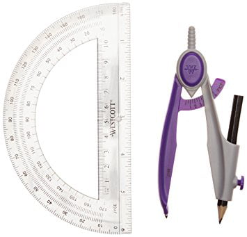 Compass & Protractor Set Westcott 14558-002 2 Piece Math Tools 1 