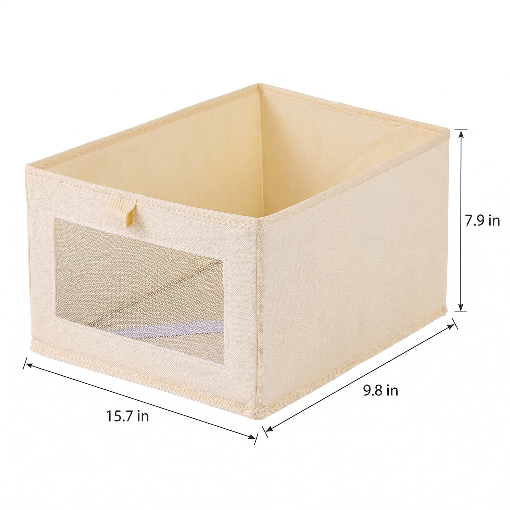 Unique Bargains 3pcs Storage Cube Fabric Storage Bins Beige 15.7*9.8*7.9in