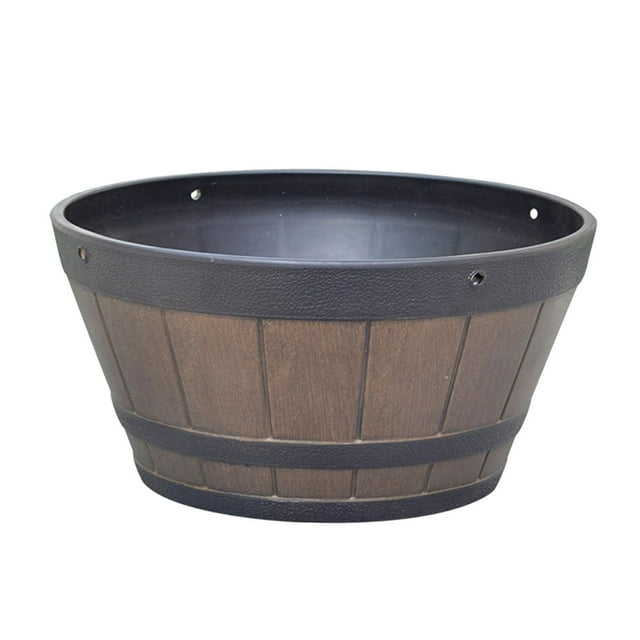 Pot de Plante Suspendu Rustique en Forme de Baril de 12 Pouces pour Intérieur et Extérieur, Grand Pot de Fleurs Sans Chaîne