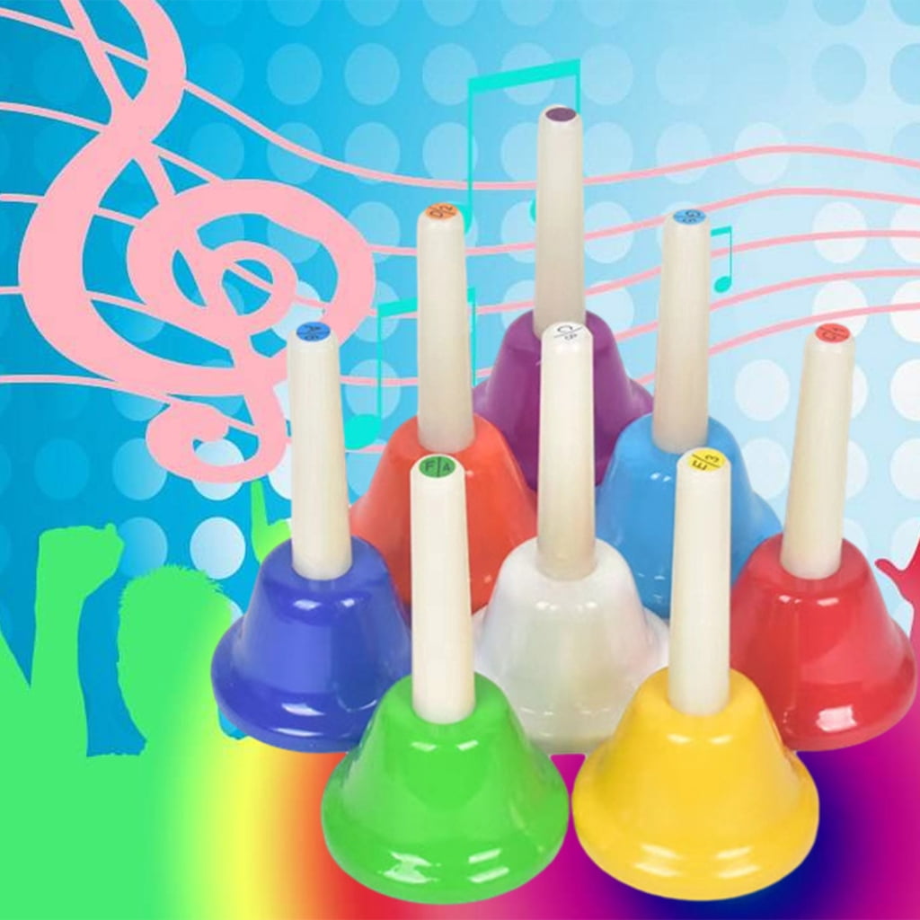 Yokua 8 Note Handbells Set Colorful Hand Bells Percussion Instrument Musical Toy