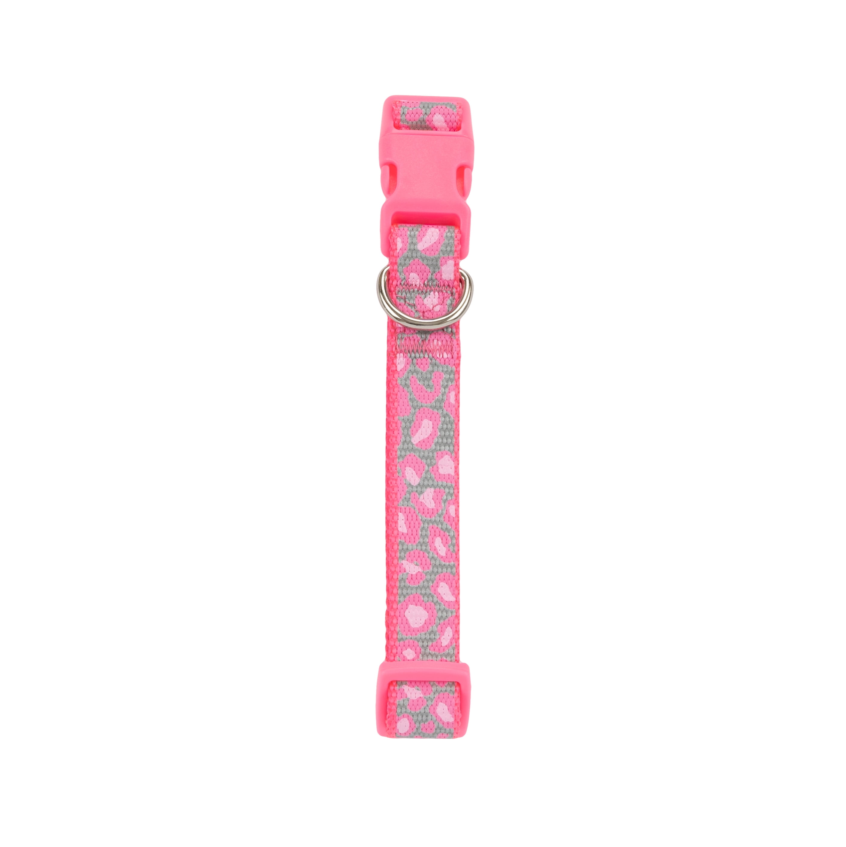 Vibrant Life Reflective Adjustable Dog Collar, Pink Cheetah, Large