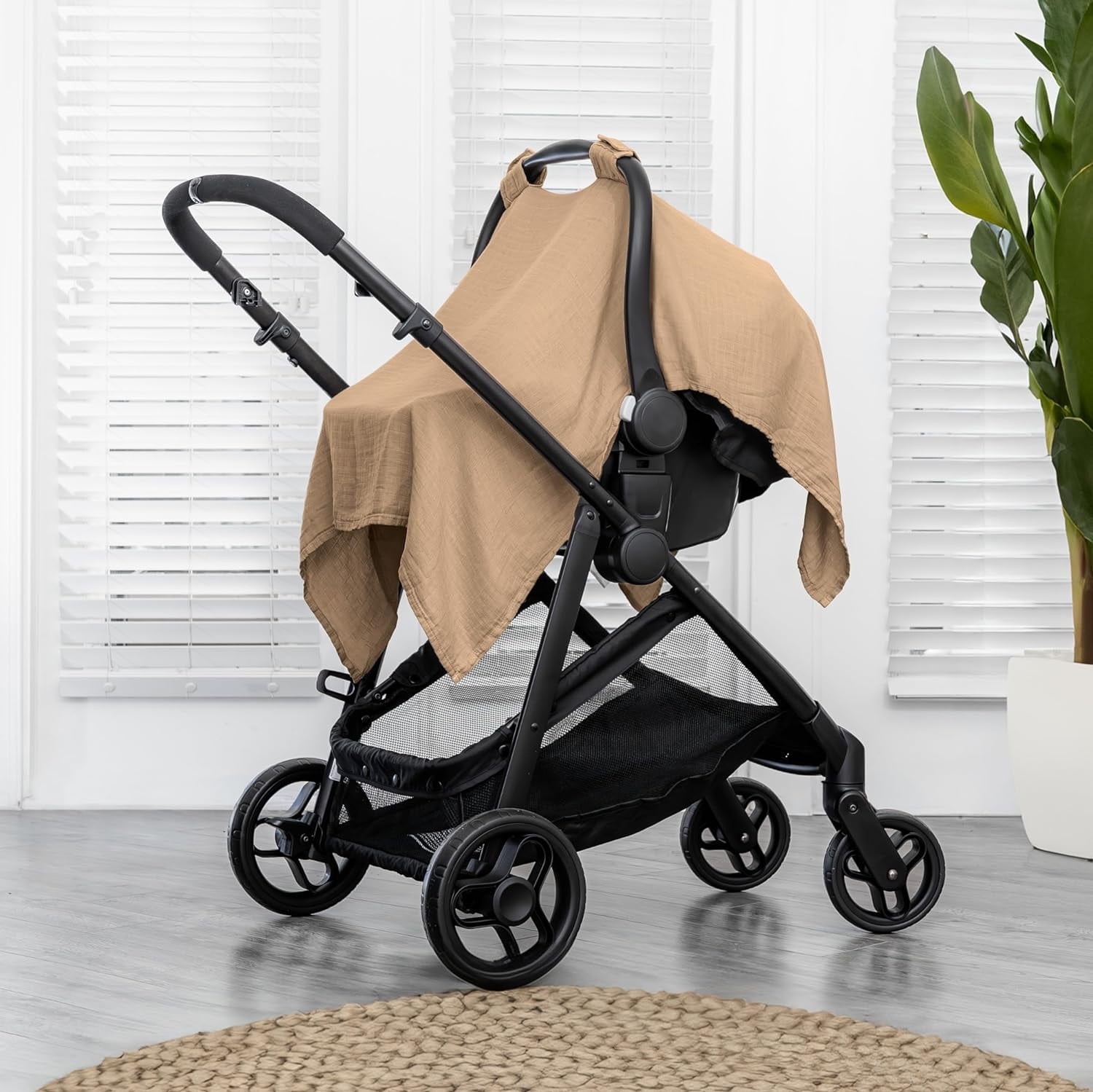 Comfy Cubs Baby Car Seat Cover - Soft, Breathable & Lightweight Large Car Seat Canopy, Cedar