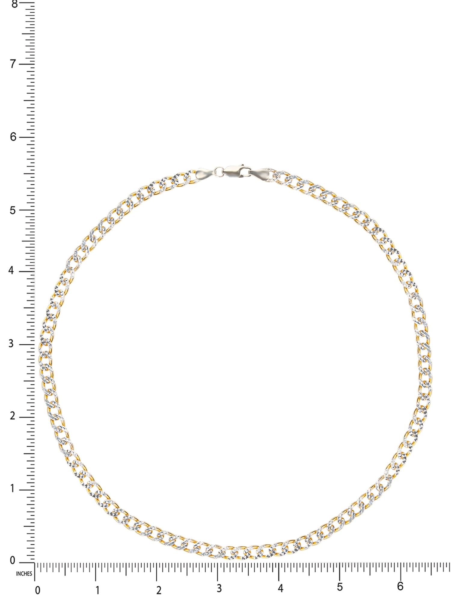 Brilliance Fine Women's Two Tone Sterling Silver Diamond Cut Curb Chain Necklace, 18"